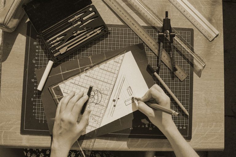 Dłonie szkicujące projekt strony na papierze
